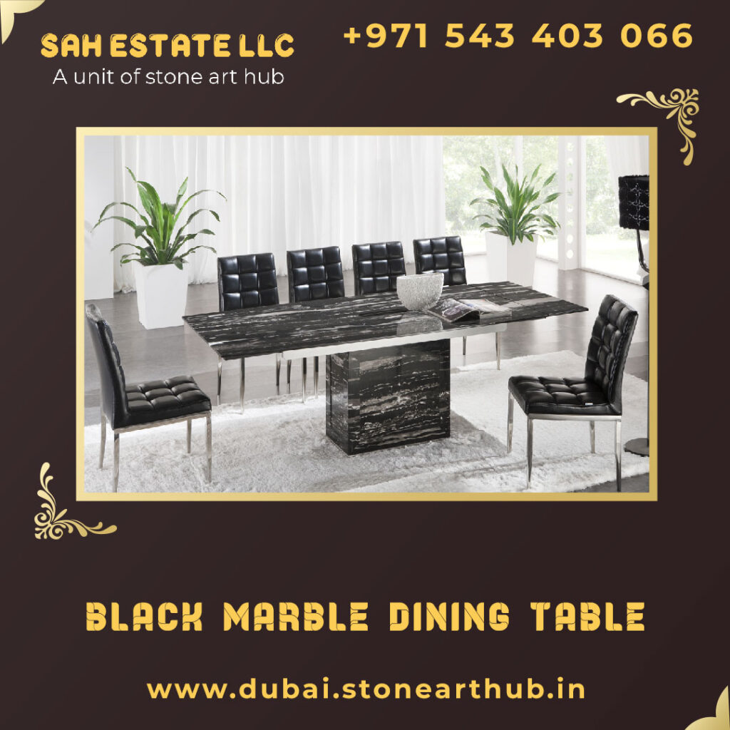 Black Marble Dining Table in Dubai - WhatsApp +971 543403066