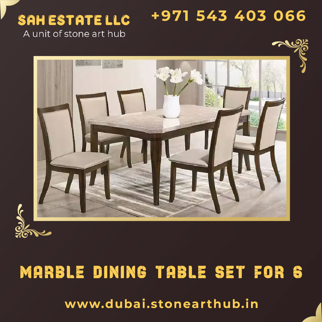 Marble Dining Table Set For 6 in Dubai - Call +971 543403066