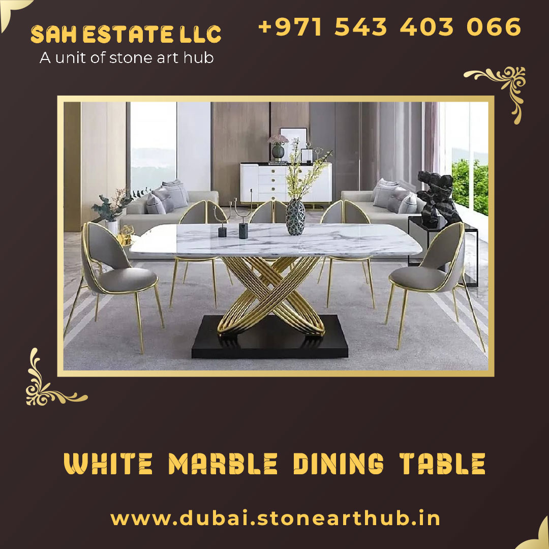 White Marble Dining Table in Dubai - WhatsApp +971 543403066