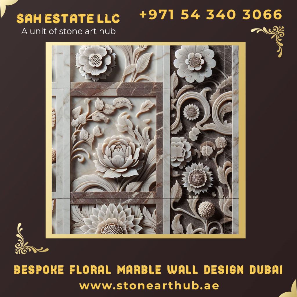 Bespoke Floral Marble Wall Design Dubai