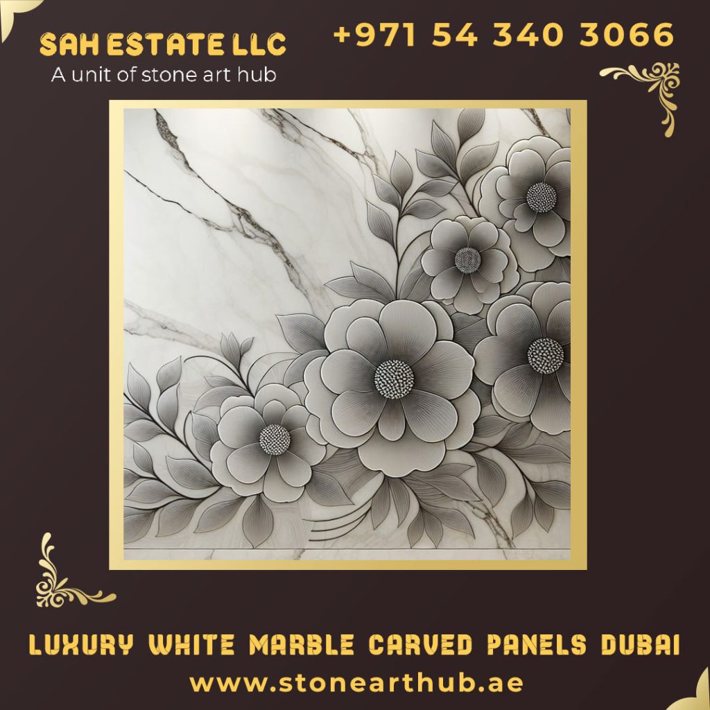 Luxury White Marble Carved Panels Dubai