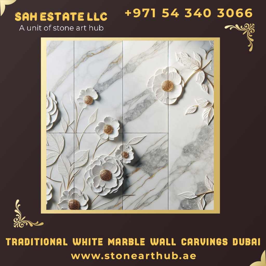 Traditional White Marble Wall Carvings Dubai